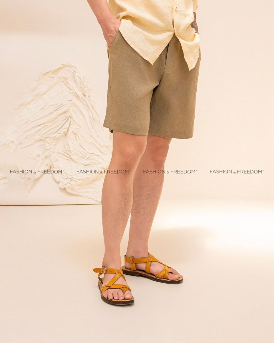 Quần Short Nam Linen Rêu Nhạt