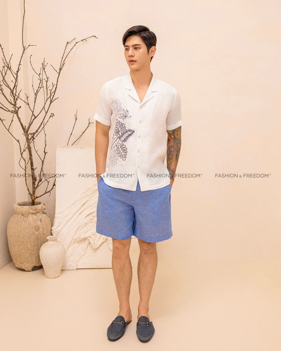 Quần Short Nam Linen Xanh Xám Tender Drit