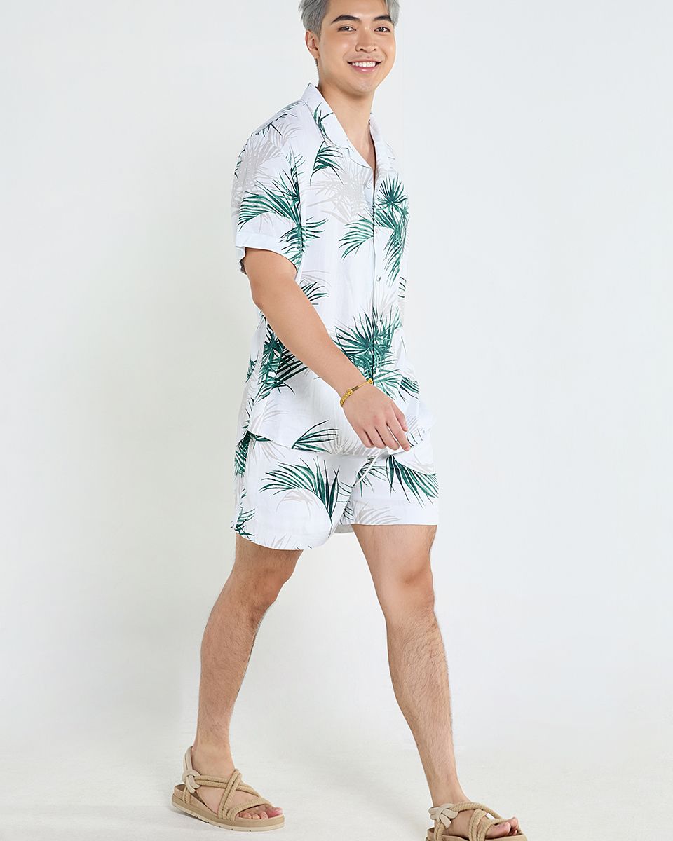 Quần Short Nam Linen Trắng Lá Cọ Tender Drit