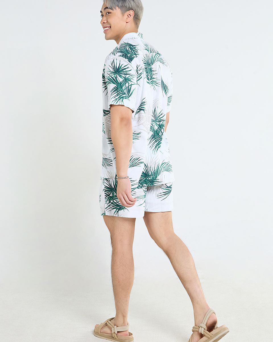 Quần Short Nam Linen Trắng Lá Cọ Tender Drit