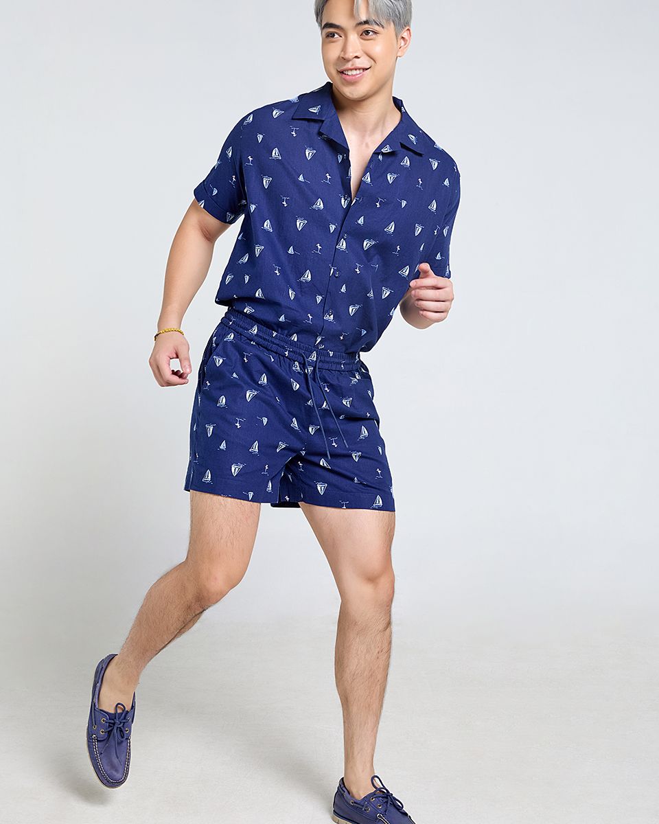 Quần Short Nam Linen Xanh Đen Thuyền Tender Drit