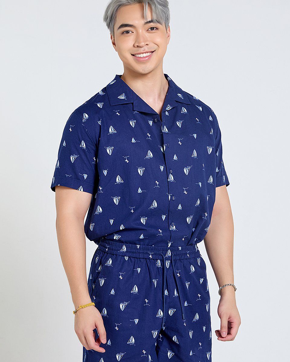 Quần Short Nam Linen Xanh Đen Thuyền Tender Drit