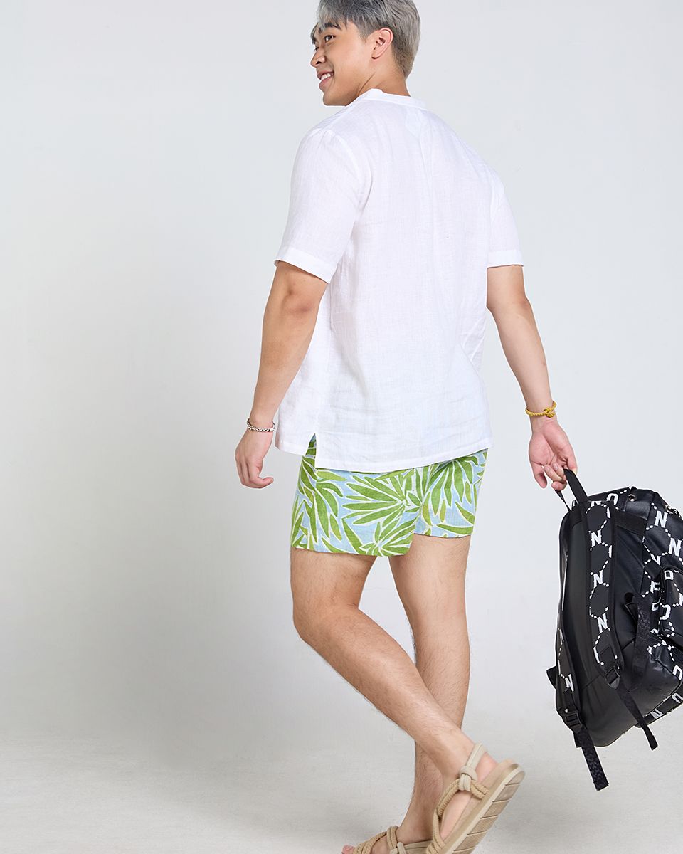 Quần Short Nam Linen Xanh Mint Họa tiết Tender Drit