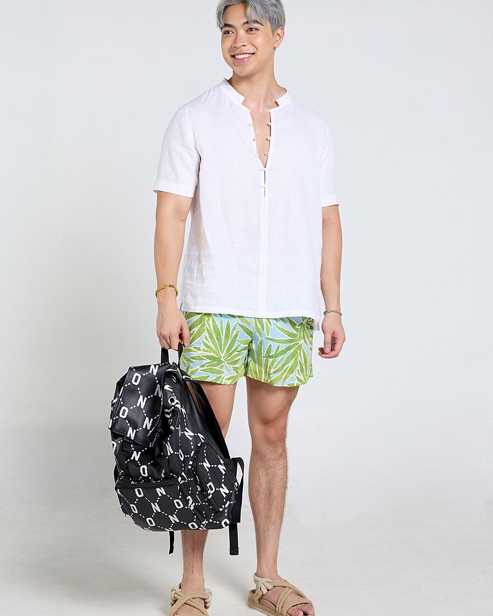 Quần Short Nam Linen Xanh Mint Họa tiết Tender Drit