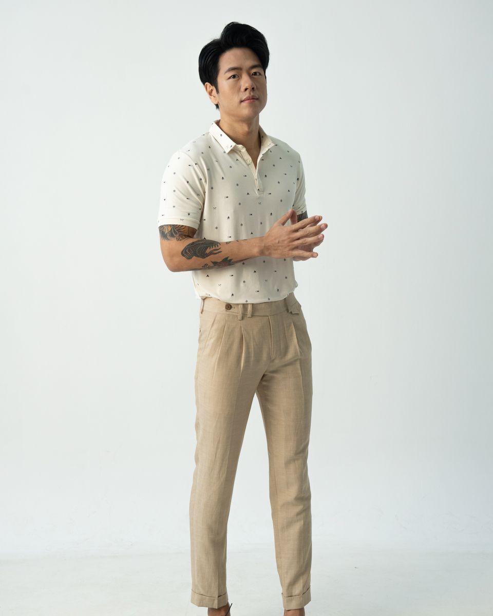 Quần Dài Nam Vàng Kem Linen