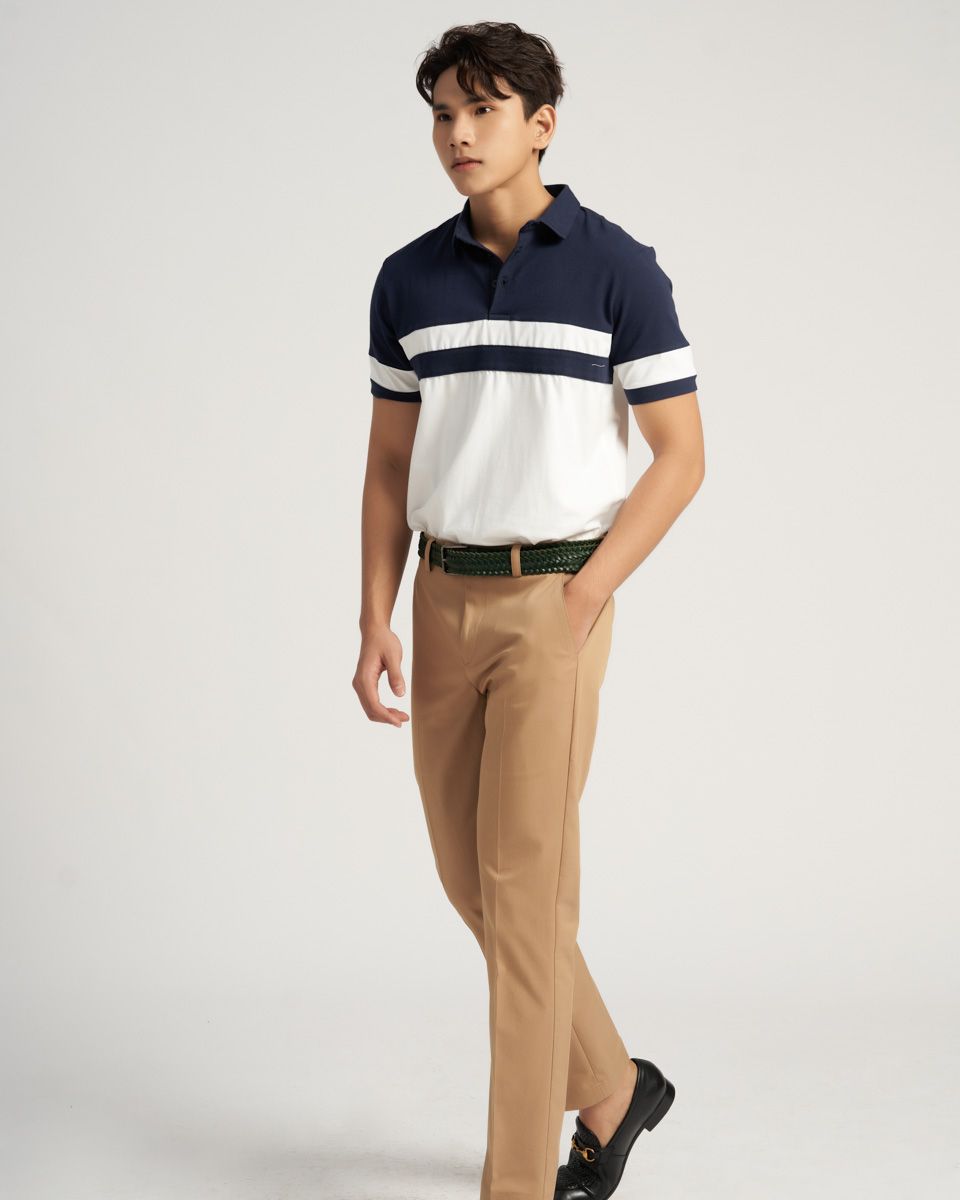 Áo Thun Nam Cotton Có Cổ Trắng Casual Menswear