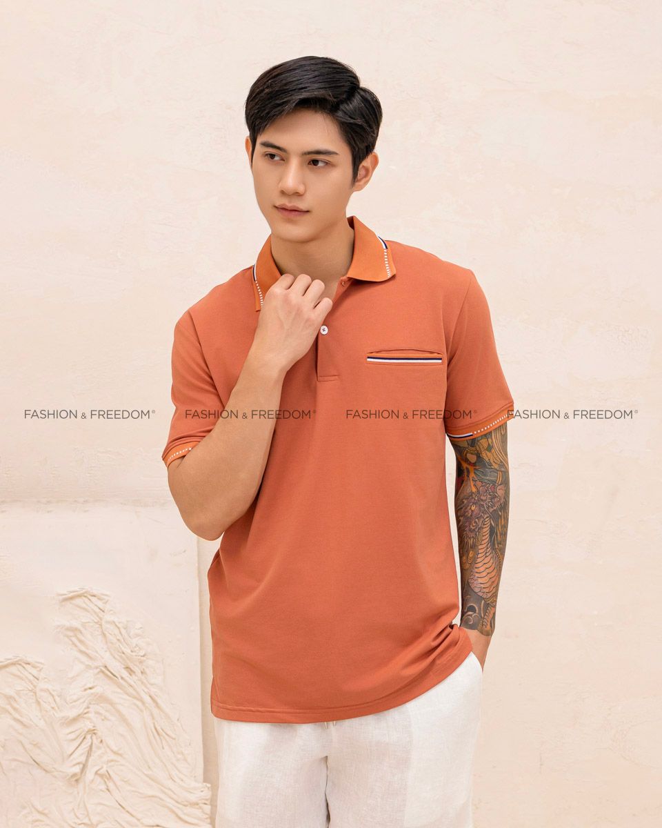 Áo Thun Nam Cotton Đỏ Gạch
