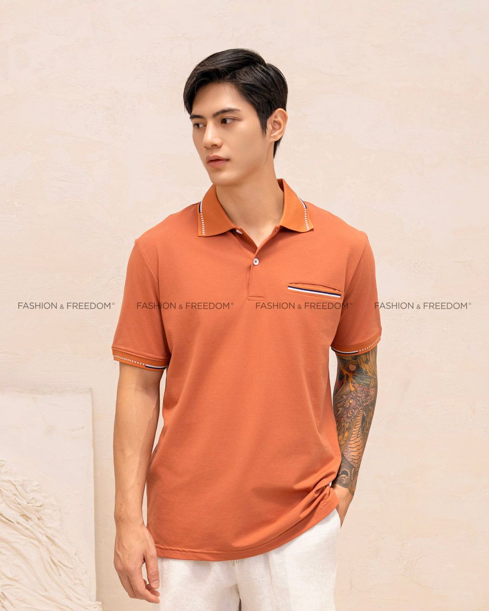 Áo Thun Nam Cotton Đỏ Gạch