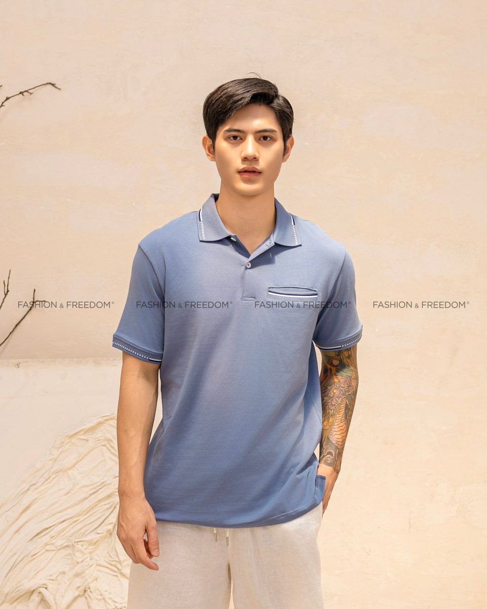 Áo Thun Nam Cotton Xanh Xám