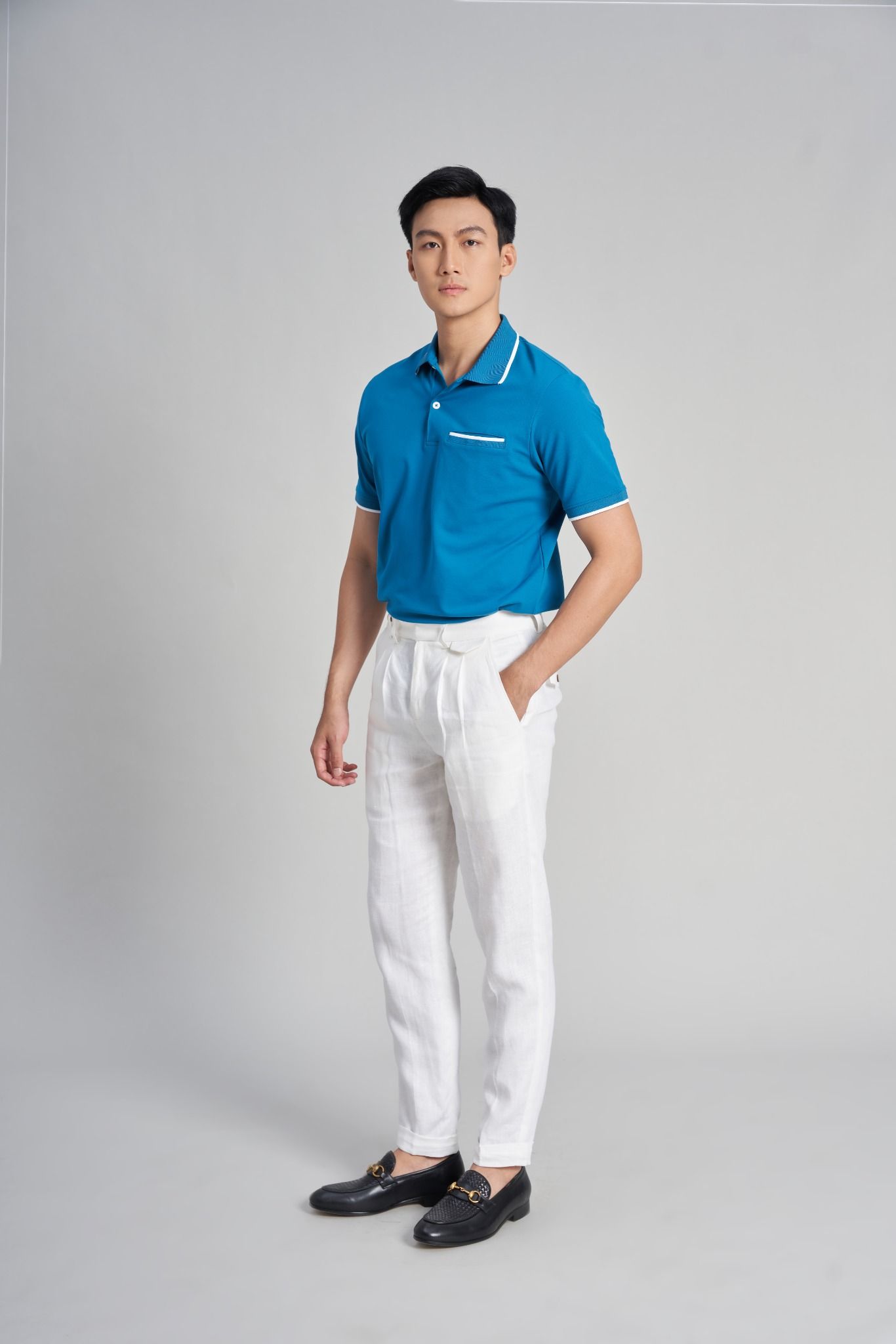 Áo Thun Nam Cotton Xanh Cổ Vịt The New Cool