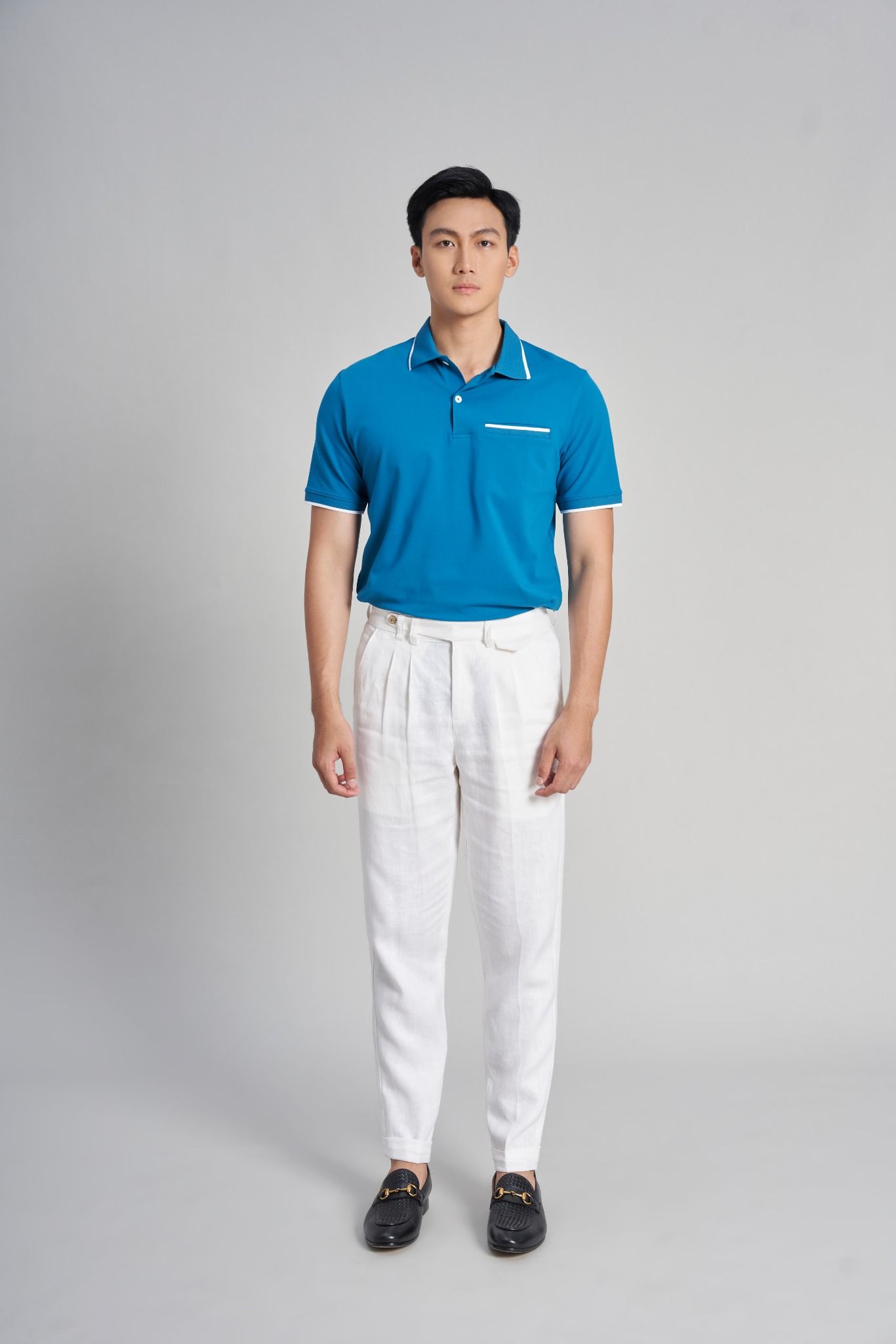 Áo Thun Nam Cotton Xanh Cổ Vịt The New Cool