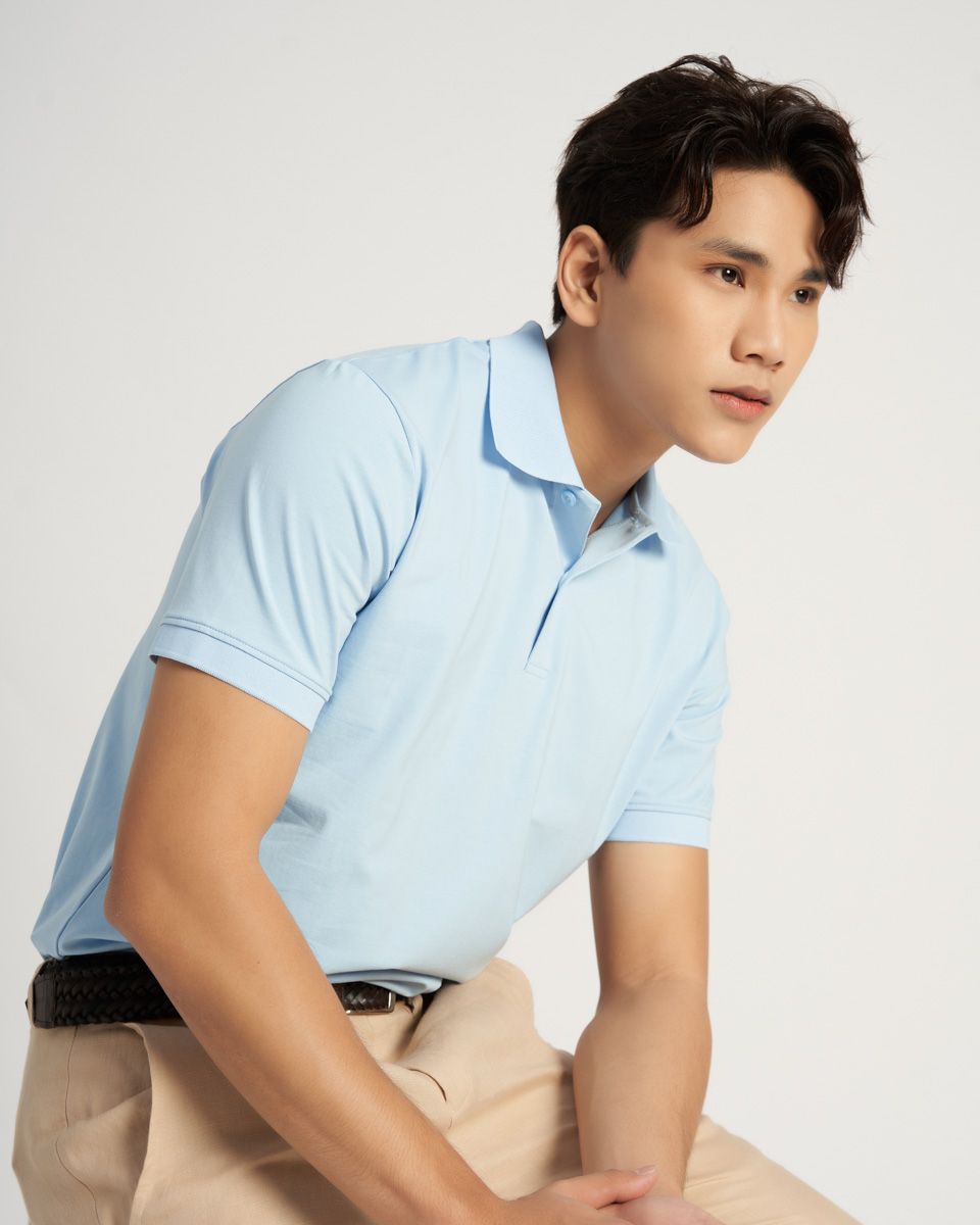 Áo Polo Cotton Xanh Nhạt New Ways