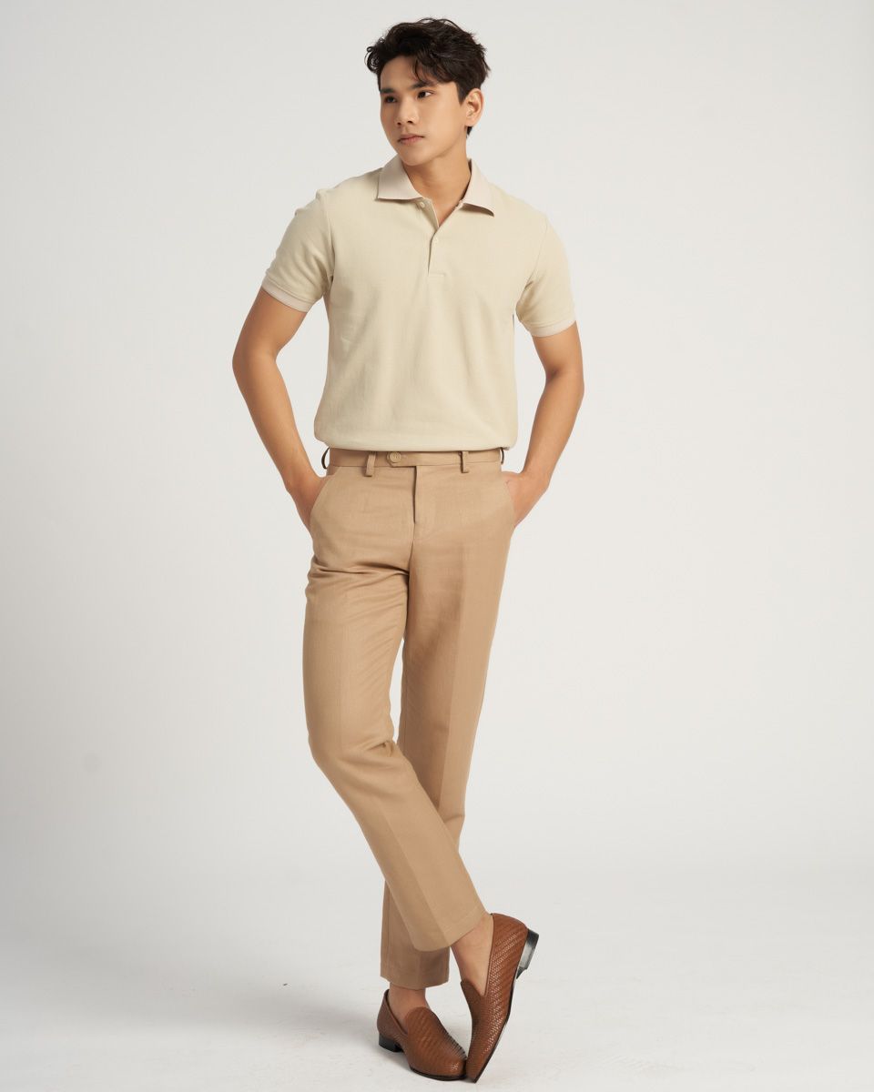 Áo Thun Nam Cotton Kem