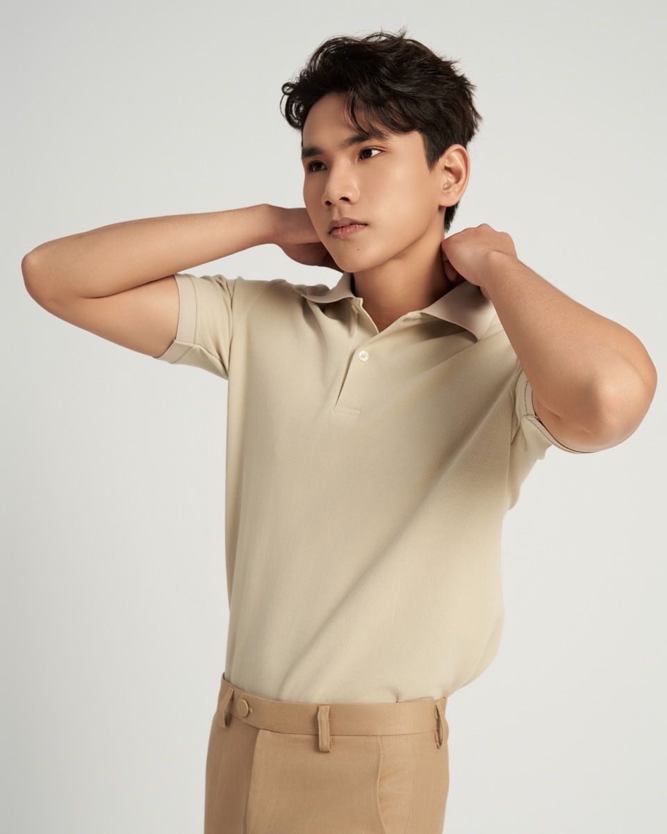 Áo Thun Nam Cotton Kem