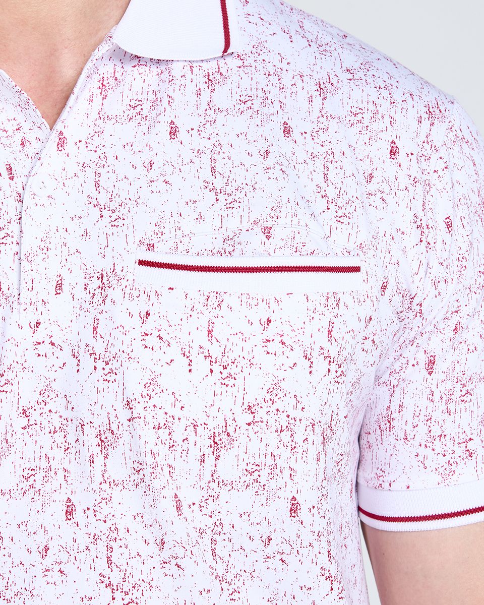 Áo Thun Nam Cotton Trắng Sọc Đỏ Tender Drit