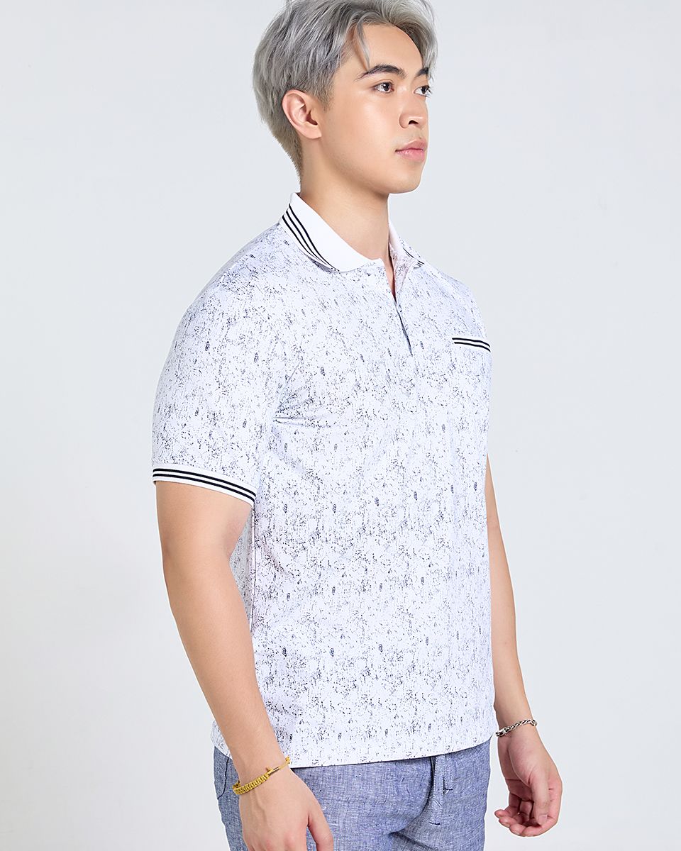 Áo Thun Nam Cotton Trắng Sọc Xanh Tender Drit
