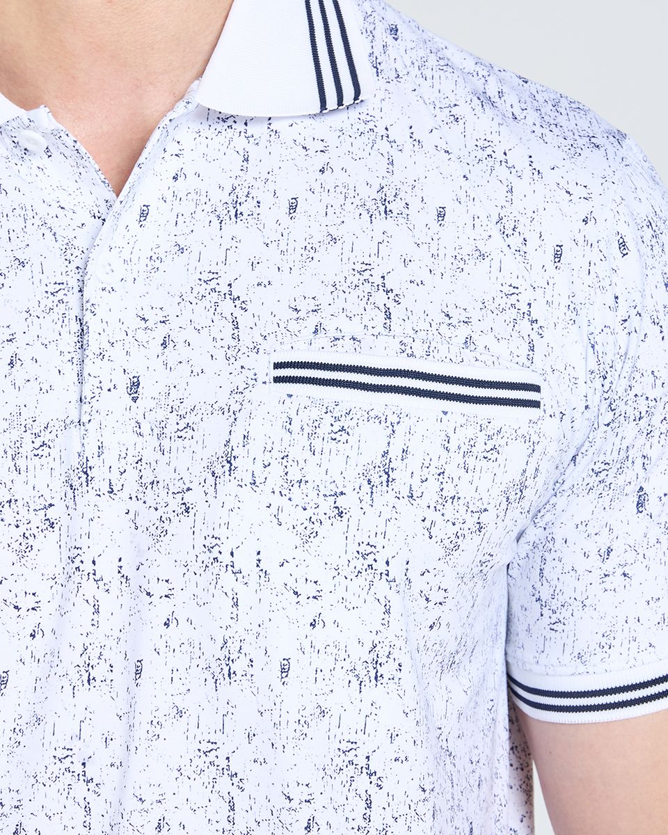 Áo Thun Nam Cotton Trắng Sọc Xanh Tender Drit