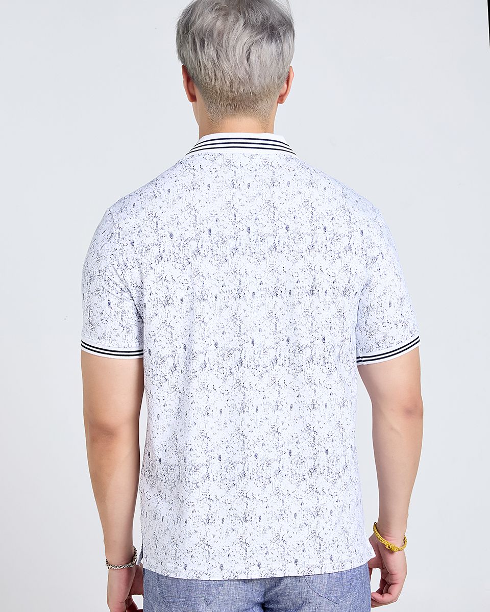 Áo Thun Nam Cotton Trắng Sọc Xanh Tender Drit