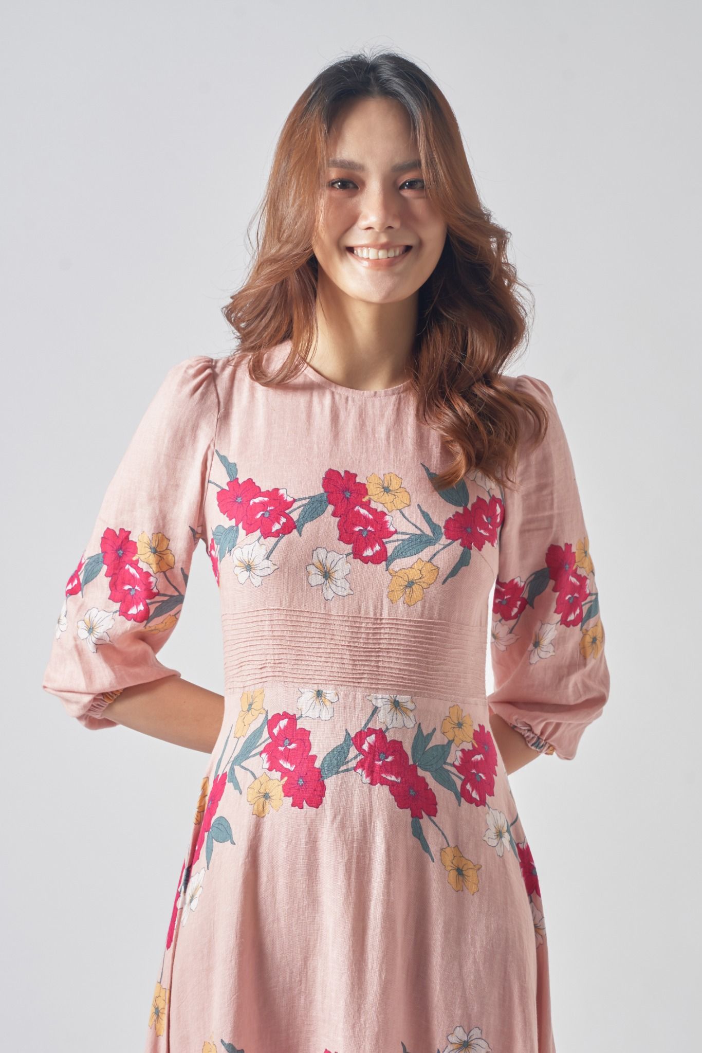 Đầm Linen Hồng Hoa