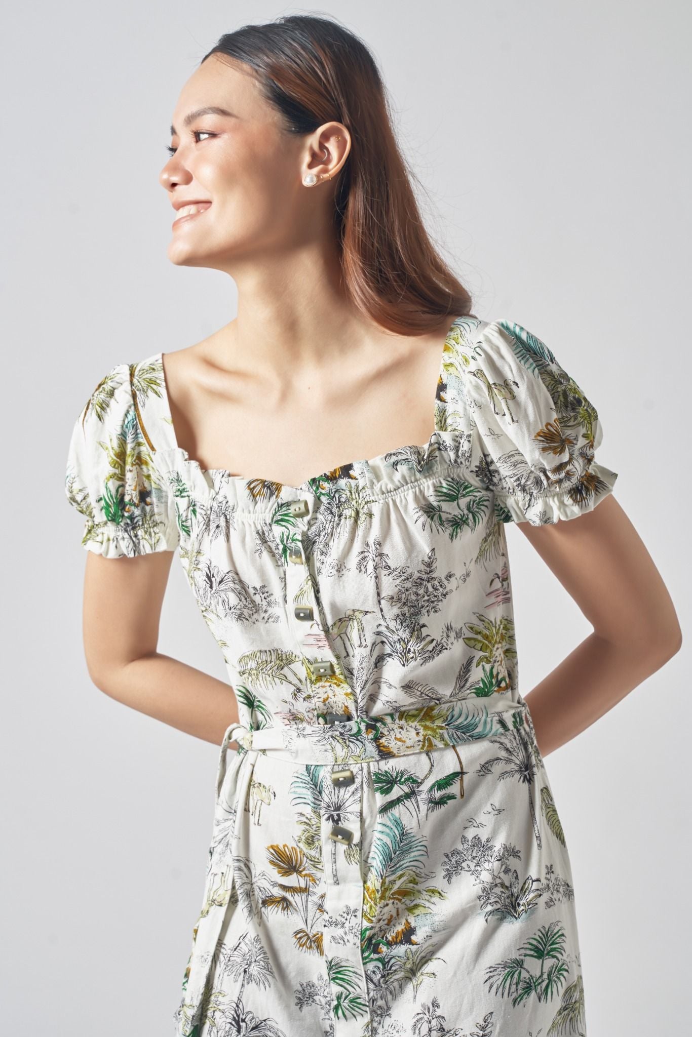 Đầm Linen Xanh Hoa