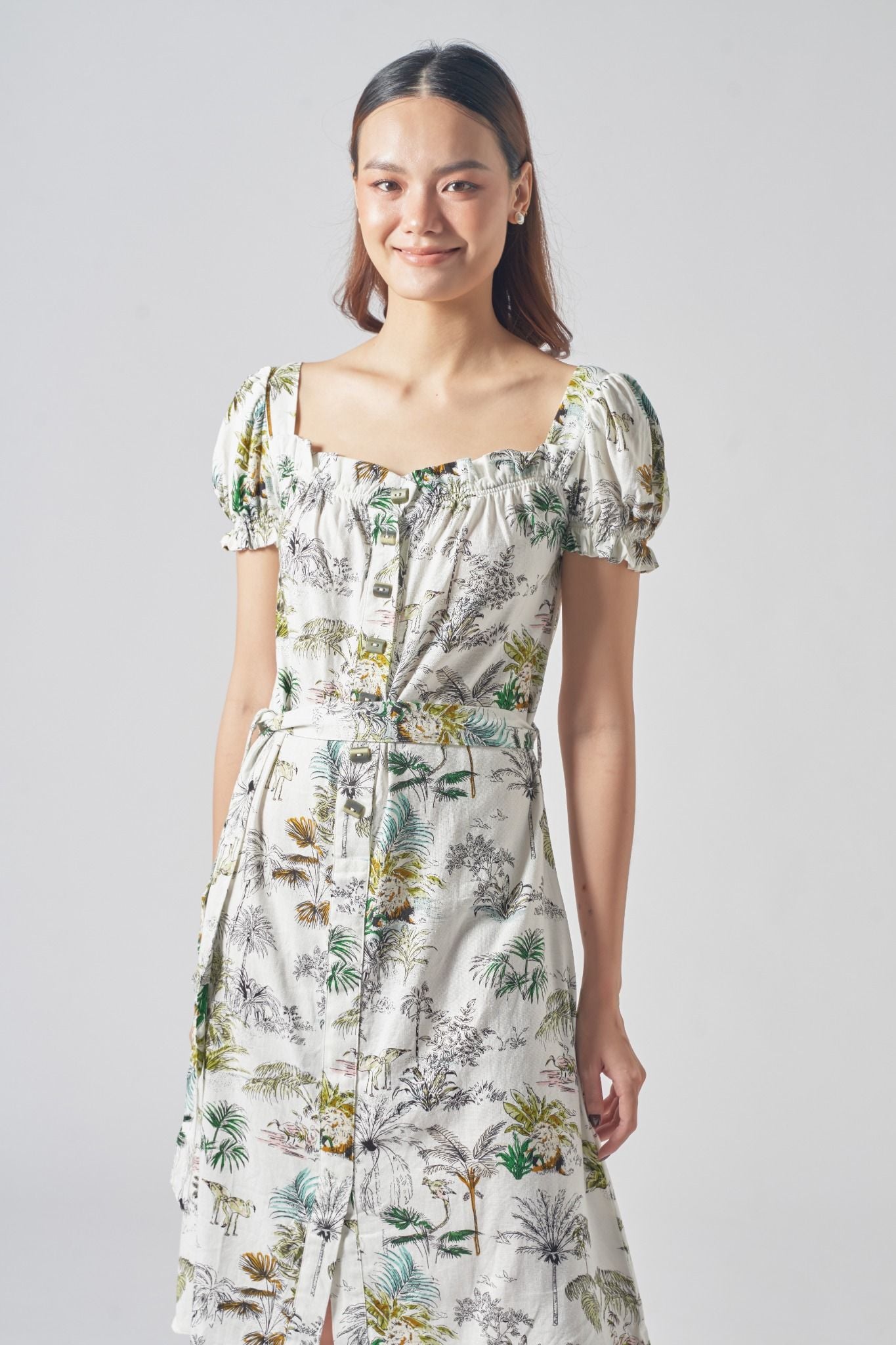 Đầm Linen Xanh Hoa