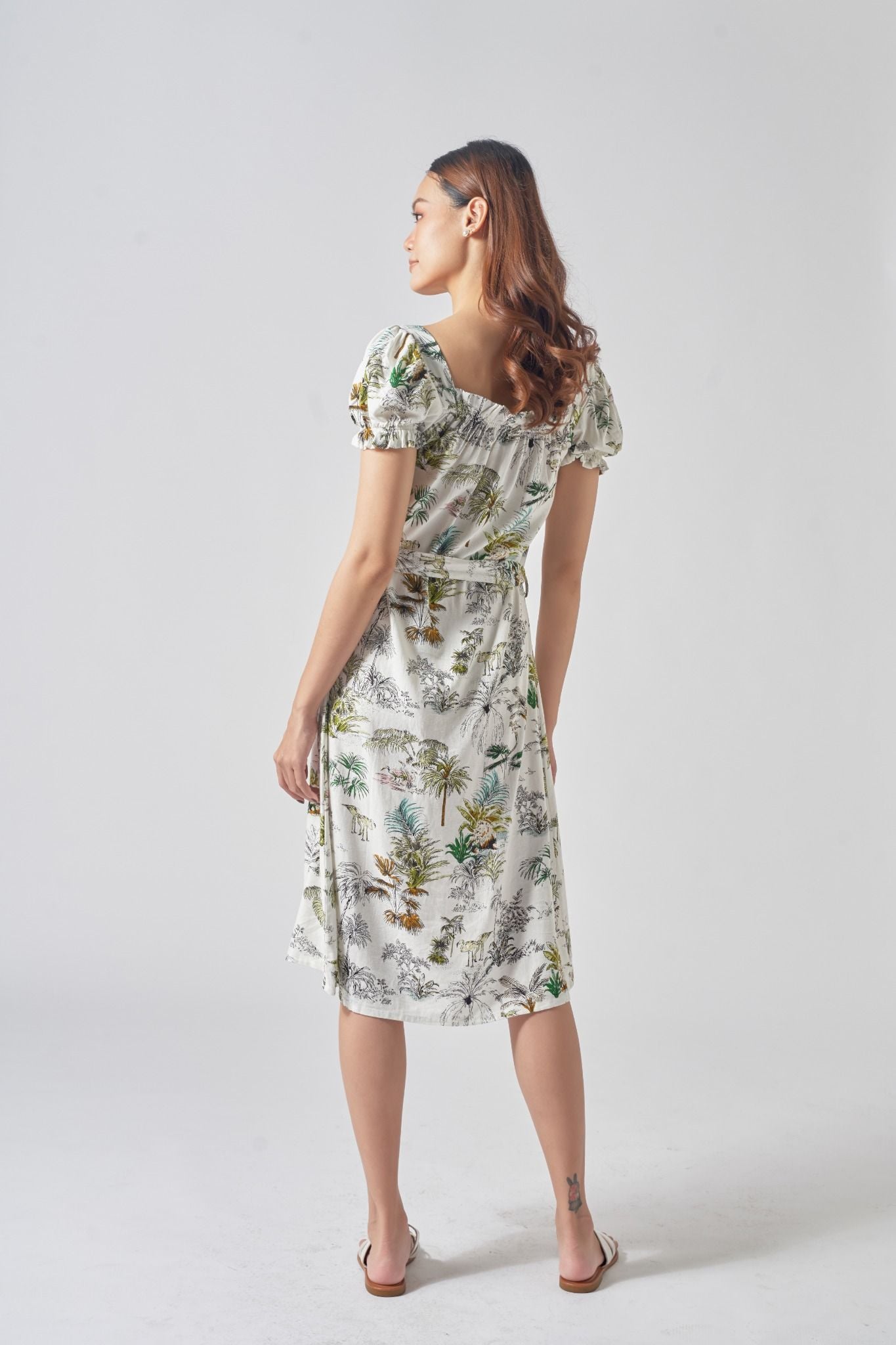 Đầm Linen Xanh Hoa