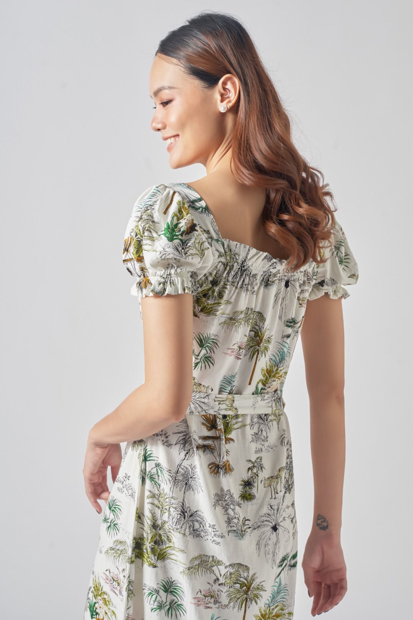 Đầm Linen Xanh Hoa