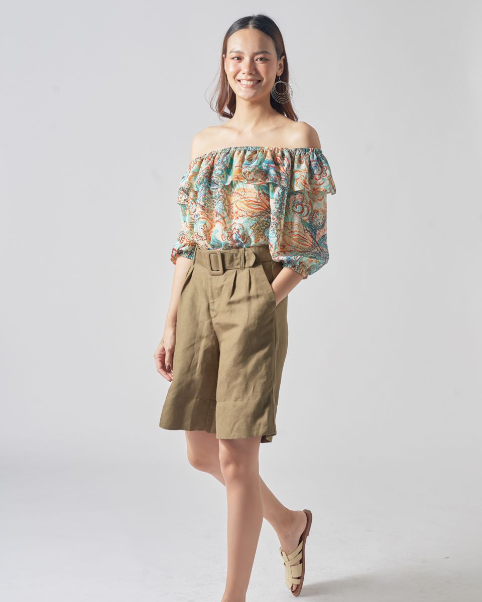 Quần Short Linen Rêu