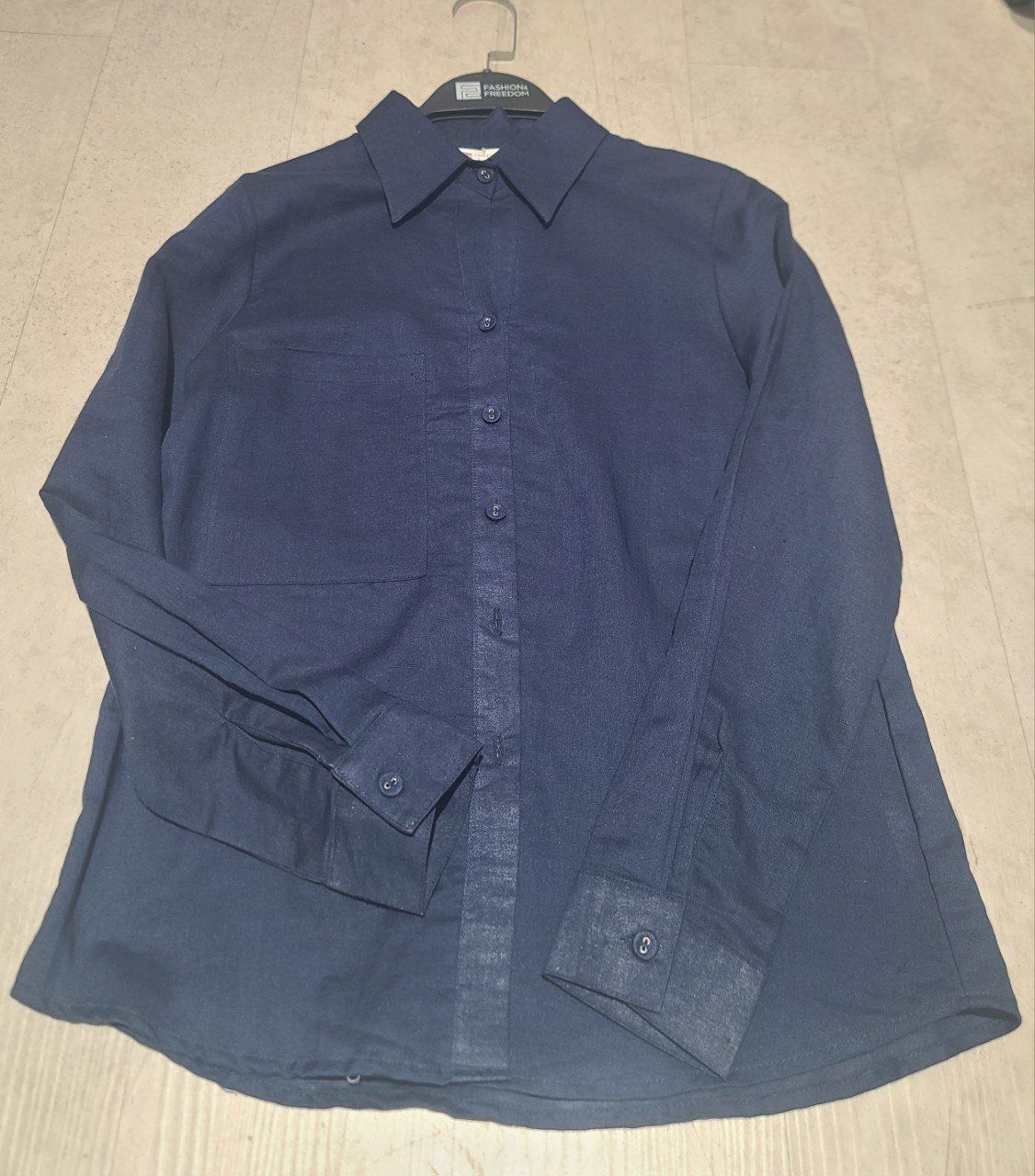 ÁO Sơ Mi Linen Nữ Xanh Đen Tender Drit