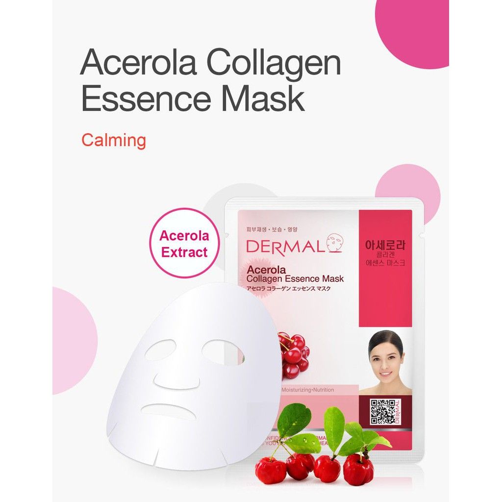  Mặt nạ Dermal  Tinh Chất Sơri Ngăn Ngừa Lão Hóa Da Acerola Collagen Essence Mask 23g - 10 Miếng 
