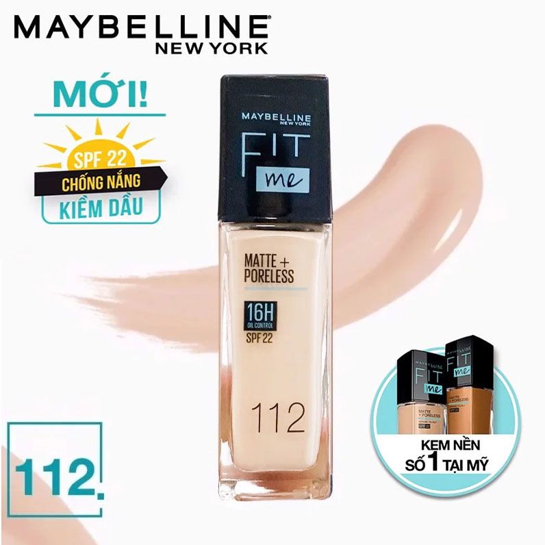  Kem Nền Maybelline Mịn Nhẹ Kiềm Dầu Chống Nắng Fit Me Matte Poreless Foundation SPF22 30ml 