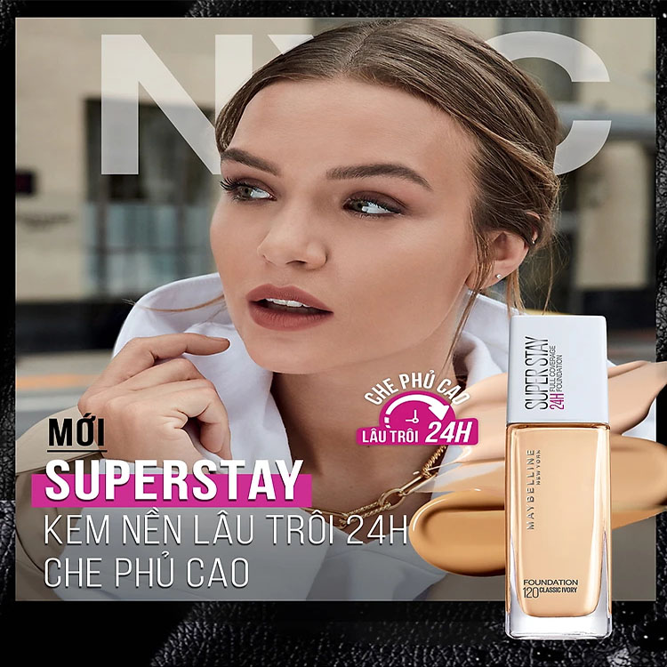 Kem Nền Maybelline Lâu Trôi Siêu Che Phủ Superstay Long Lasting Full Coverage Foundation 30ml