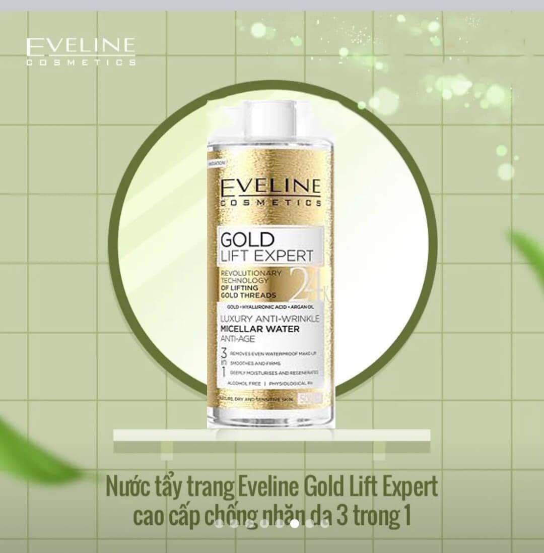  Nước tẩy trang Eveline Gold Lift Expert chống nhăn da 3 tác động 500ml 