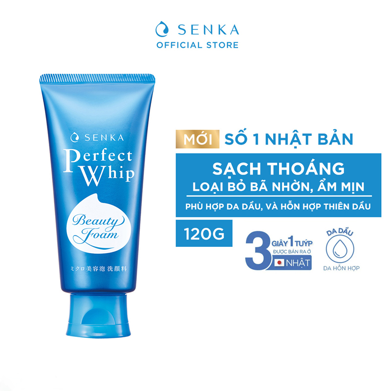 Sữa Rửa Mặt Senka Tạo Bọt Chiết Xuất Tơ Tằm Trắng Perfect Whip Facial Foam Wash 120g