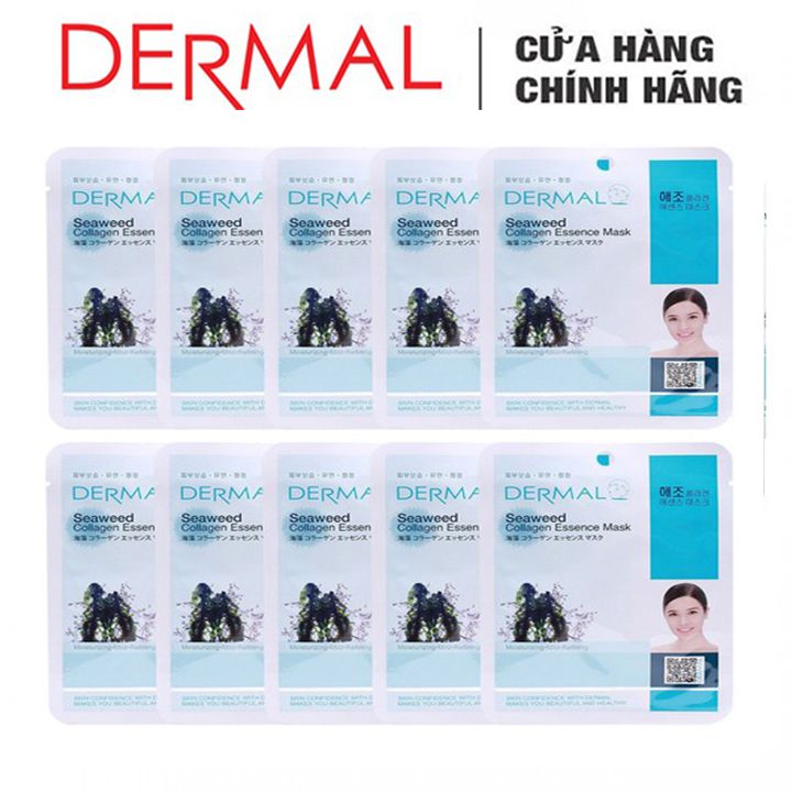  Mặt Nạ Dermal Tinh Chất Tảo Biển Dành Cho Da Mụn Seaweed Collagen Essence Mask 23g - 10 Miếng 