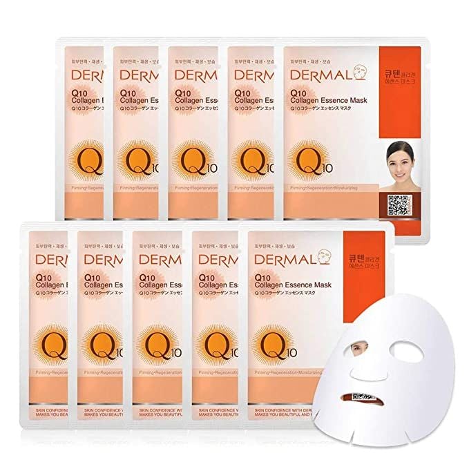  Mặt Nạ Dermal Tinh Chất Q10 Ngăn Ngừa Lão Hóa Da Q10 Collagen Essence Mask 23g - 10 Miếng 