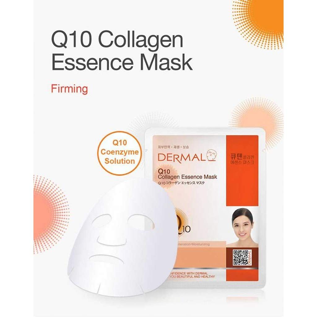  Mặt Nạ Dermal Tinh Chất Q10 Ngăn Ngừa Lão Hóa Da Q10 Collagen Essence Mask 23g - 10 Miếng 