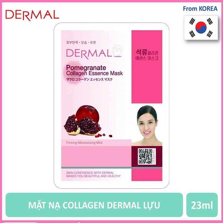  Mặt Nạ Dermal Tinh Chất Lựu Làm Săn Chắc Da Pomegranate Collagen Essence Mask 23g - 10 Miếng 