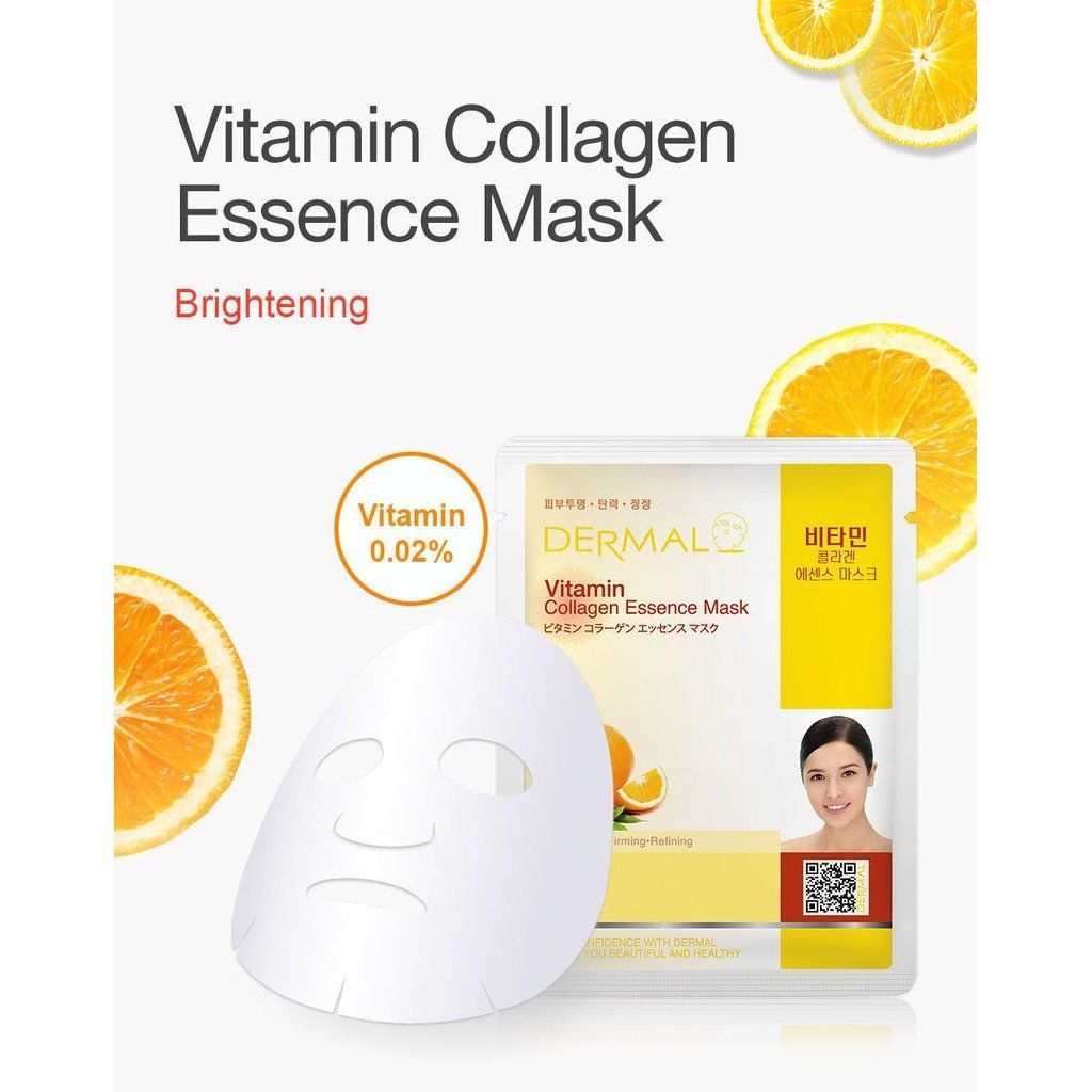  Mặt Nạ Dermal Tinh Chất Vitamin Làm Sáng Da Vitamin Collagen Essence Mask 23g - 10 Miếng 