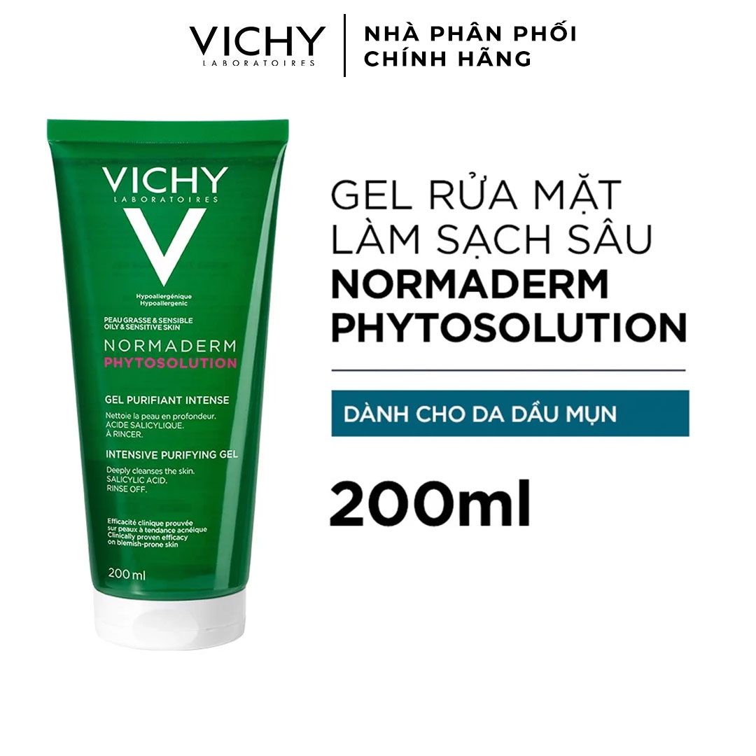  Gel Rửa Mặt Sạch Sâu Giảm Nhờn Vichy Normaderm Phytosolution 200ml 