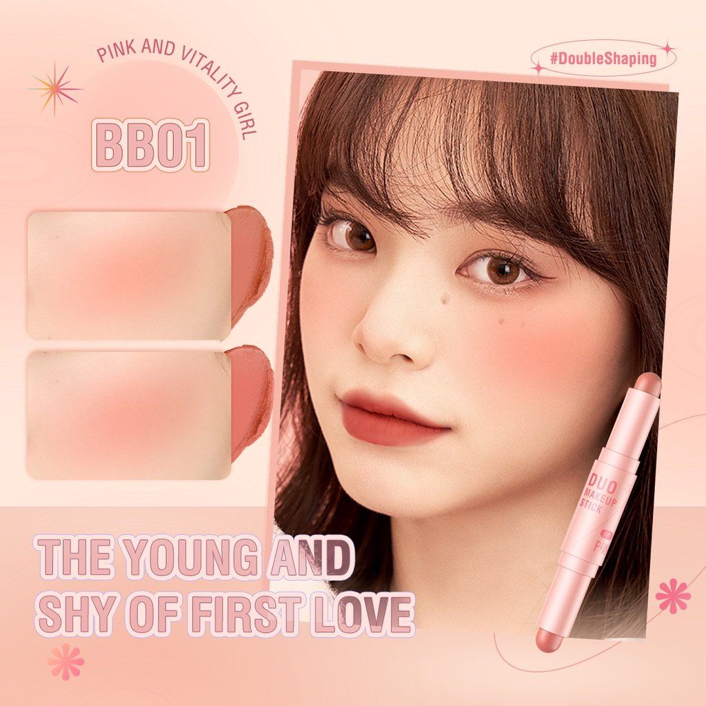  Thỏi kem bắt sáng và má hồng Pinkflash Duo Makeup Stick 2 trong 1 trang điểm dễ dàng tiện lợi 30g 