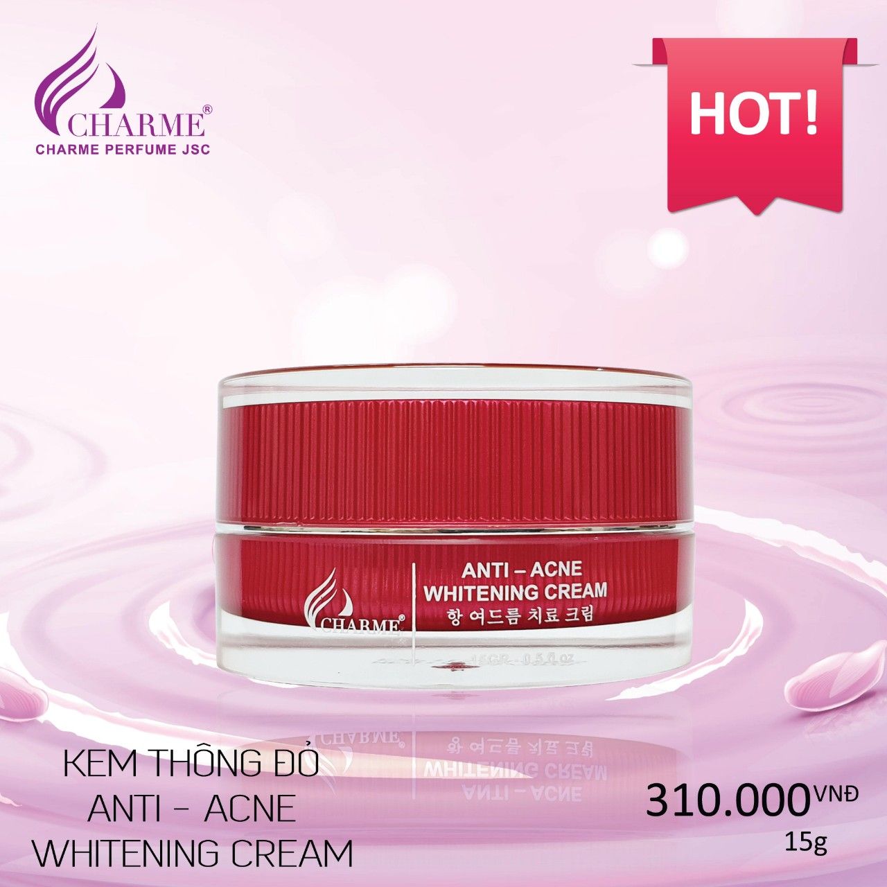  Kem Hỗ Trợ Điều Trị Mụn Trắng Da Charme Hàn Quốc 15g 