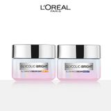  Bộ Kem Dưỡng LOreal Paris Ngày Và Đêm Sáng Mịn Mờ Thâm Nám Glycolic-Bright Glowing Cream 