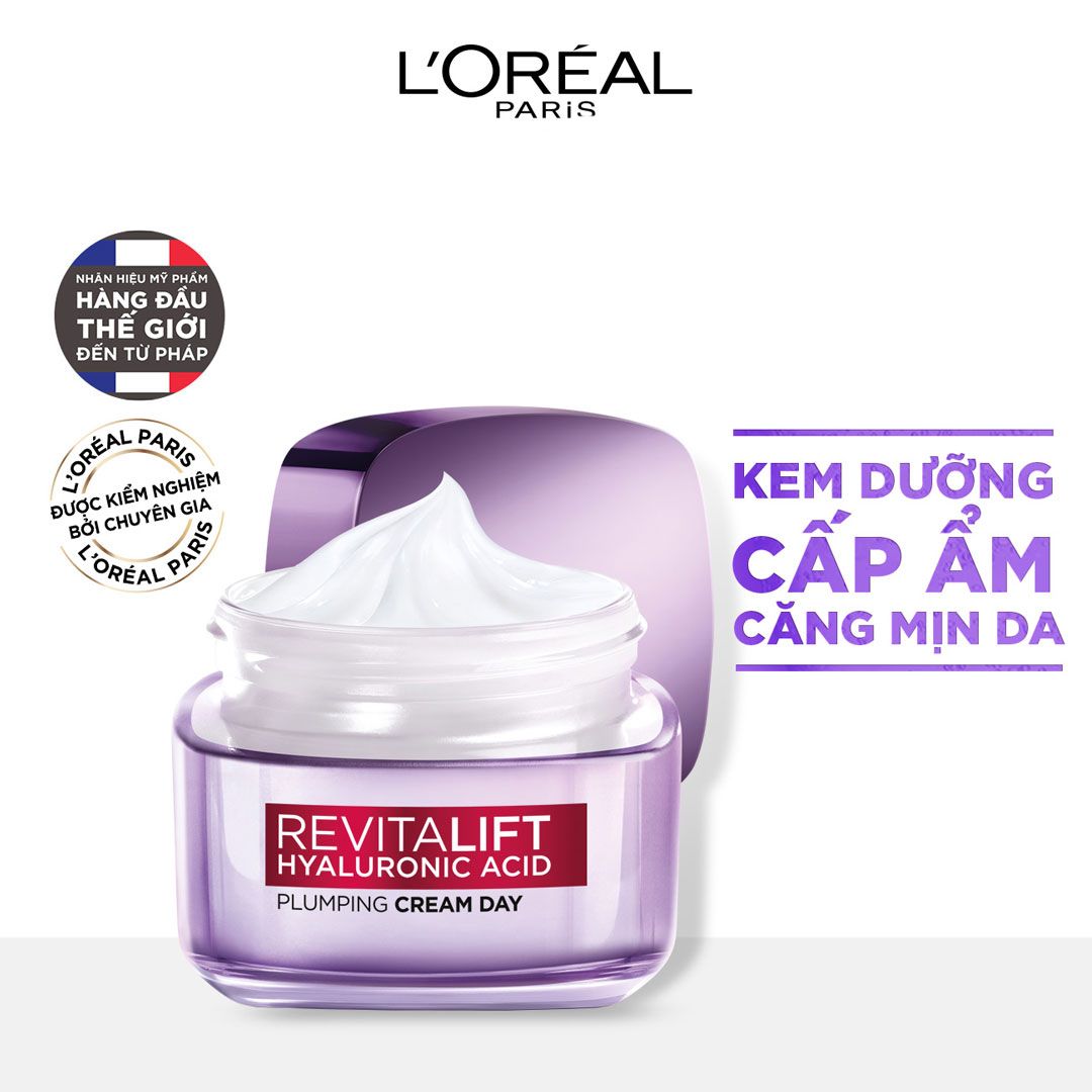  Kem Dưỡng L'oreal Paris Siêu Cấp Ẩm Căng Mịn Da Revitalift Hyaluronic Acid Plumping Day Cream 50ml 