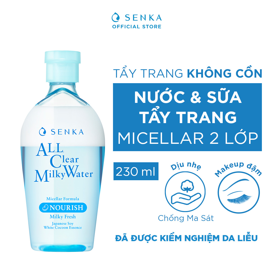 Nước Sữa Tẩy Trang Senka 2 Lớp Sạch Sâu & Dịu Mát All Clear Milky Water Nourish 230ml