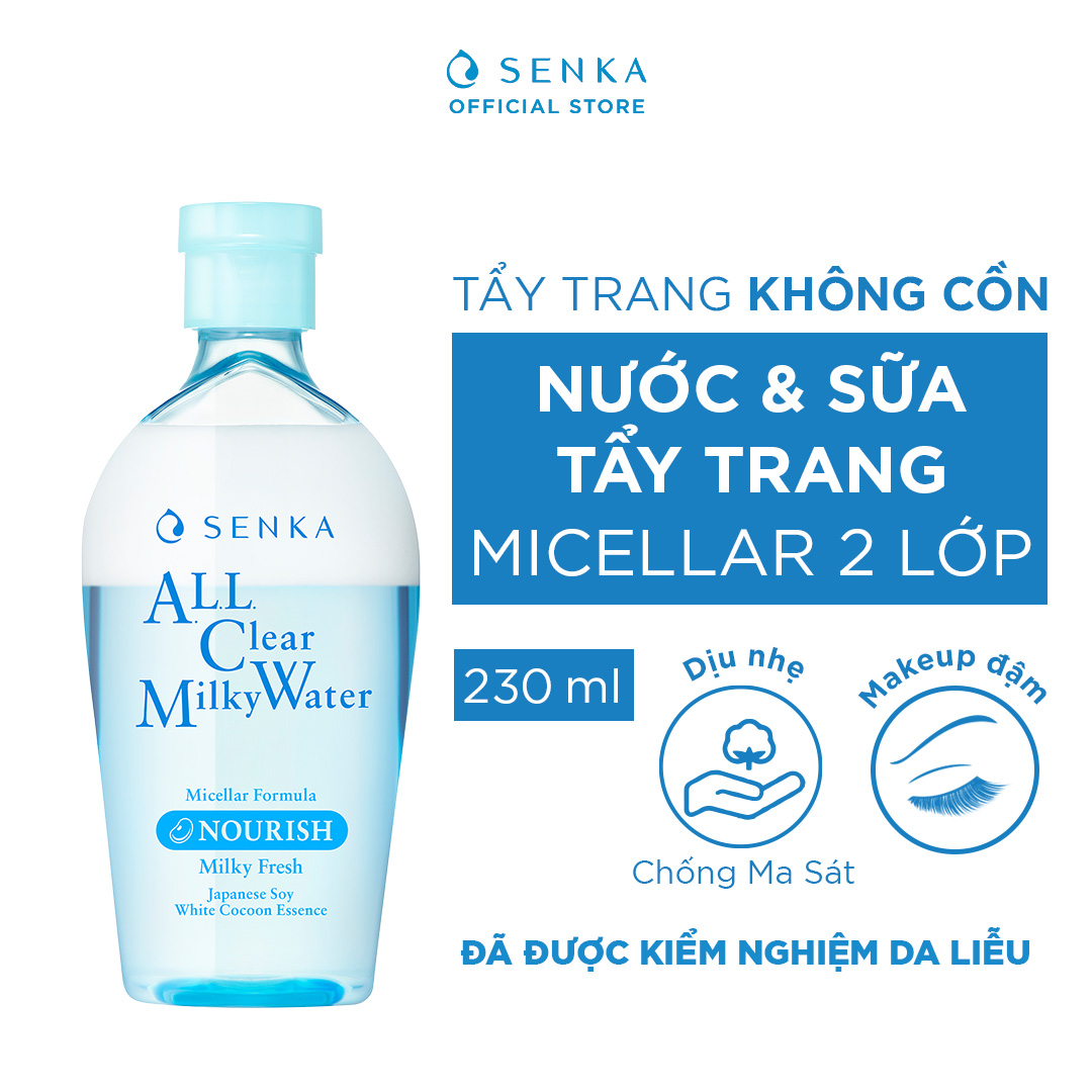  Nước Sữa Tẩy Trang Senka 2 Lớp Sạch Sâu & Dịu Mát All Clear Milky Water Nourish 230ml 
