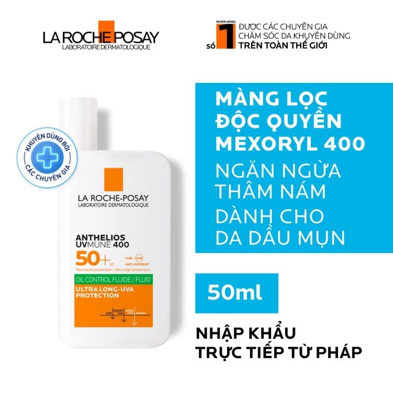  Sữa Chống Nắng La Roche Posay Cho Da Dầu Mụn Anthelios UVMUNE400 Oil Control Fluid 50ml 