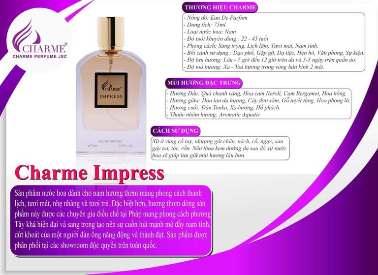  Nước Hoa Nam Charme Impress 75ml 