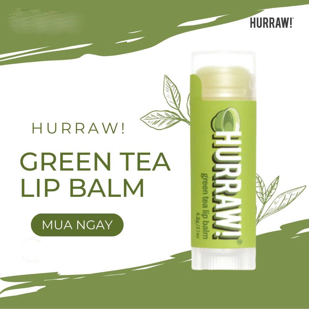 Son dưỡng môi Hurraw! Balm 4.8g/.17oz Mỹ - Hương Trà Xanh (Không màu)