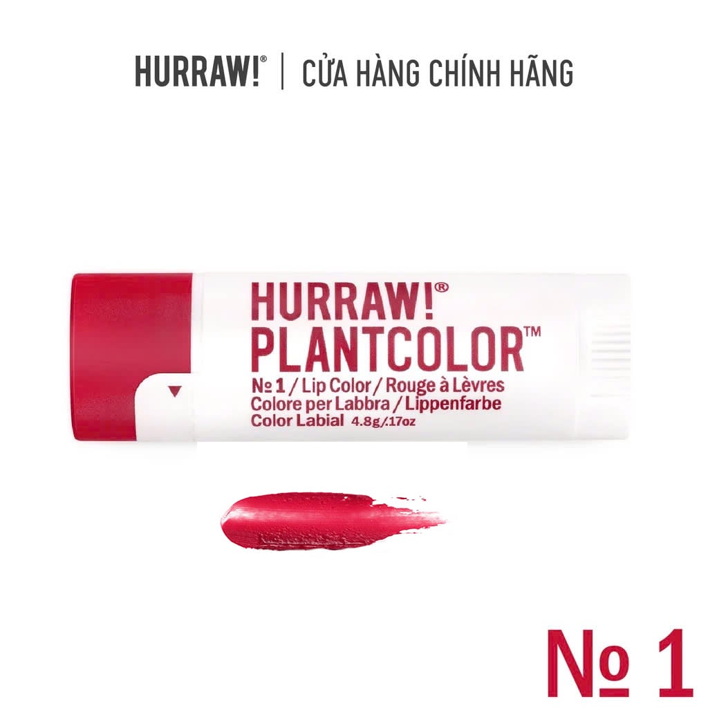 Son dưỡng HURRAW! PLANTCOLOR có màu - Màu 1 Đỏ